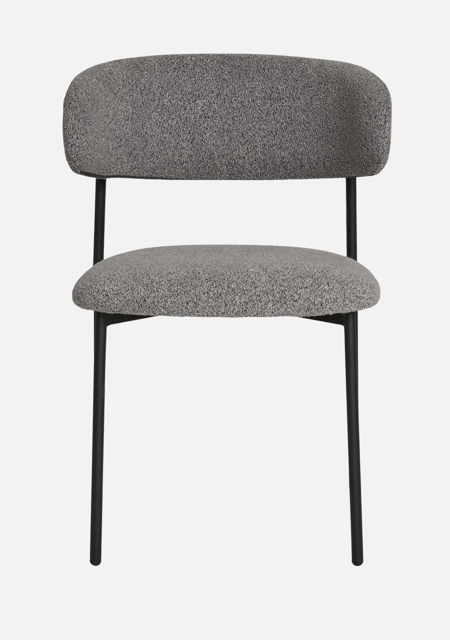 Mira Dining Chair – Set of 2 – Bouclé & Black Steel - Elara Maison
