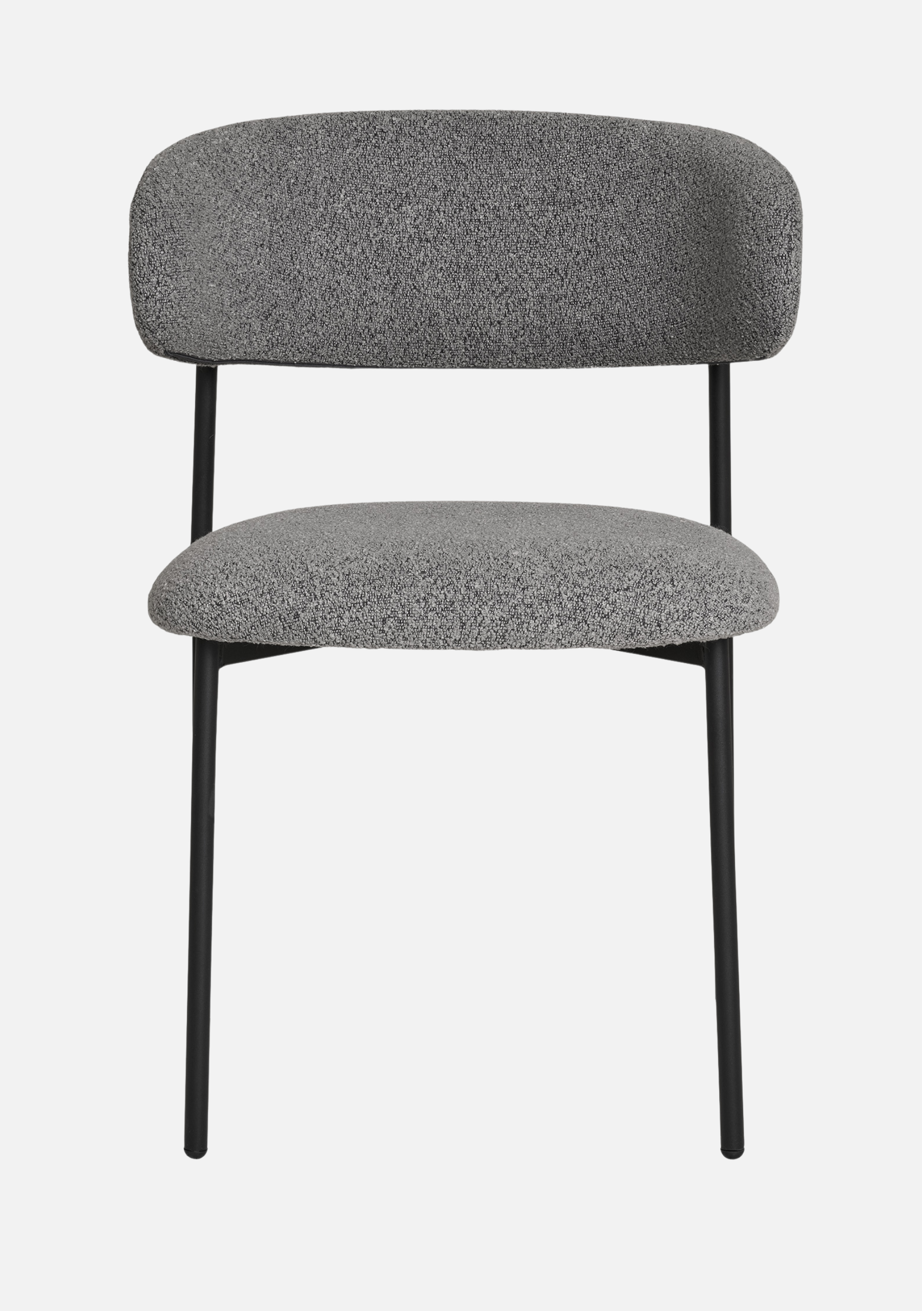 Mira Dining Chair – Set of 2 – Bouclé & Black Steel - Elara Maison