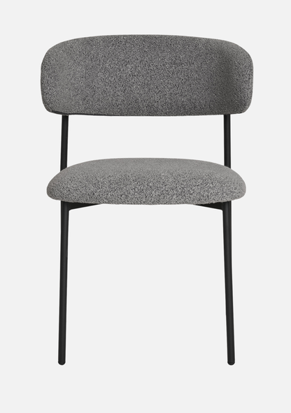 Mira Dining Chair – Set of 2 – Bouclé & Black Steel - Elara Maison