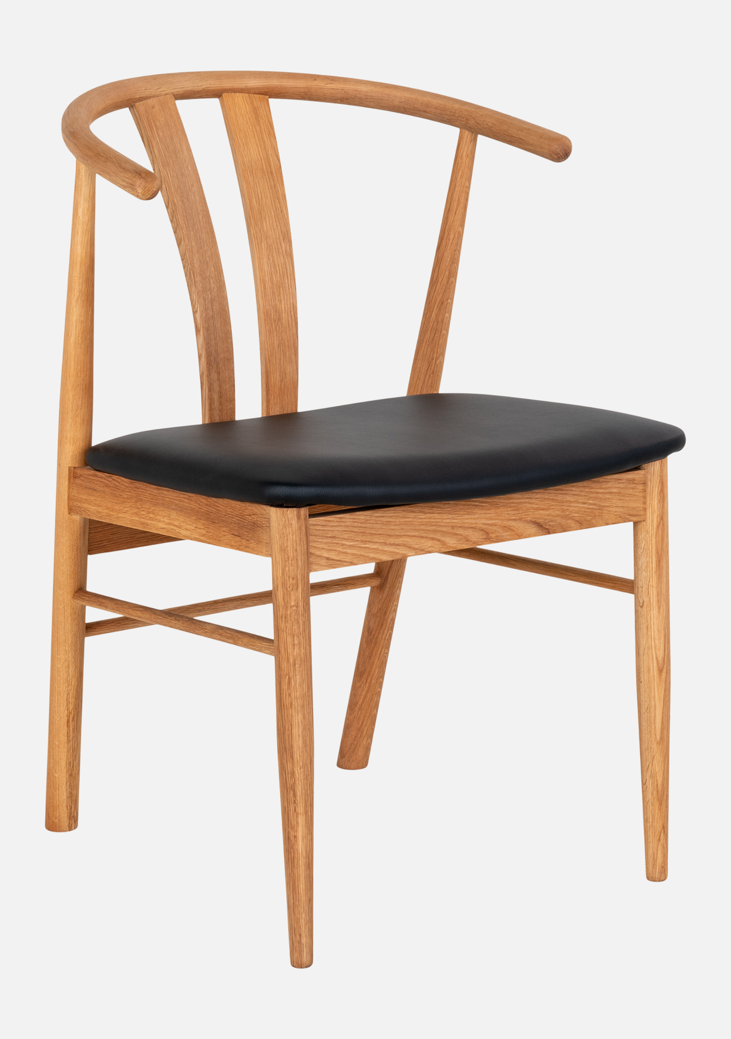 Artenara Dining Chair – Oak Wood & Black Seat FSC® Set of 2 - Elara Maison
