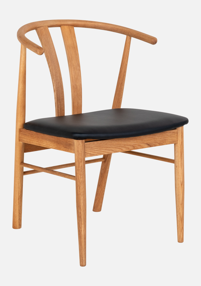Artenara Dining Chair – Oak Wood & Black Seat FSC® Set of 2 - Elara Maison