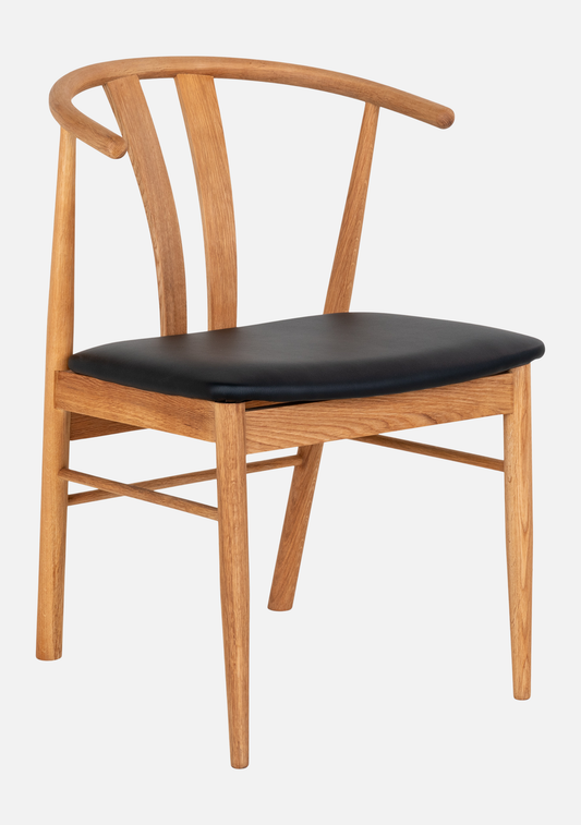 Artenara Dining Chair – Oak Wood & Black Seat FSC® Set of 2 - Elara Maison