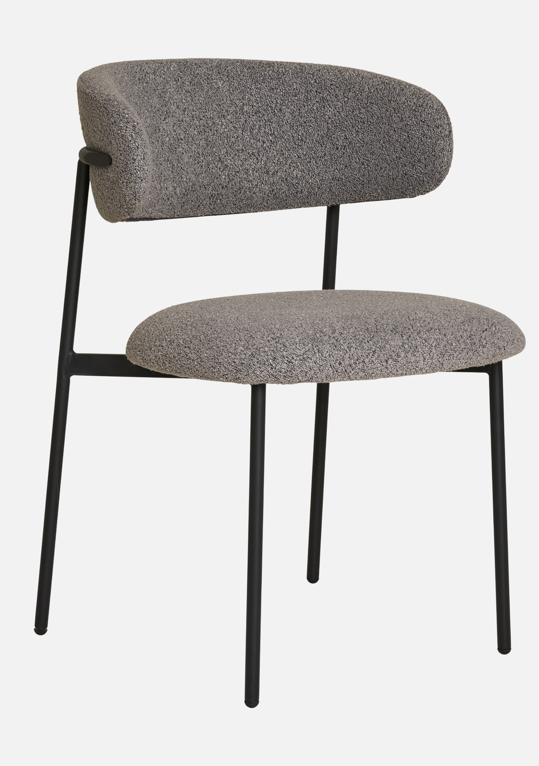 Mira Dining Chair – Set of 2 – Bouclé & Black Steel - Elara Maison