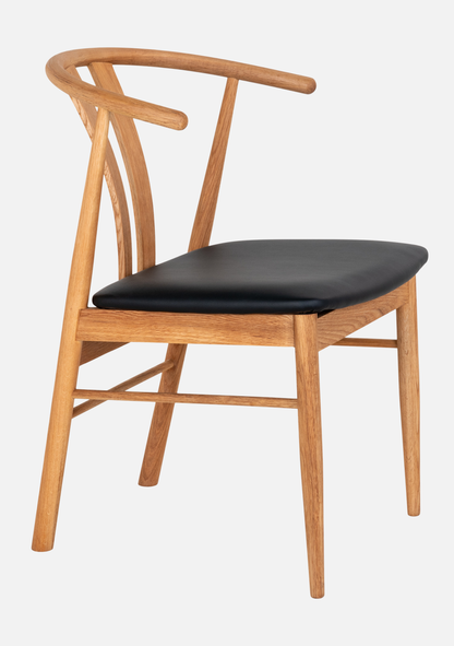 Artenara Dining Chair – Oak Wood & Black Seat FSC® Set of 2 - Elara Maison