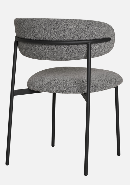 Mira Dining Chair – Set of 2 – Bouclé & Black Steel