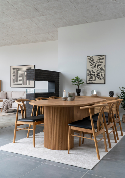 Artenara Dining Chair – Oak Wood & Black Seat FSC® Set of 2 - Elara Maison