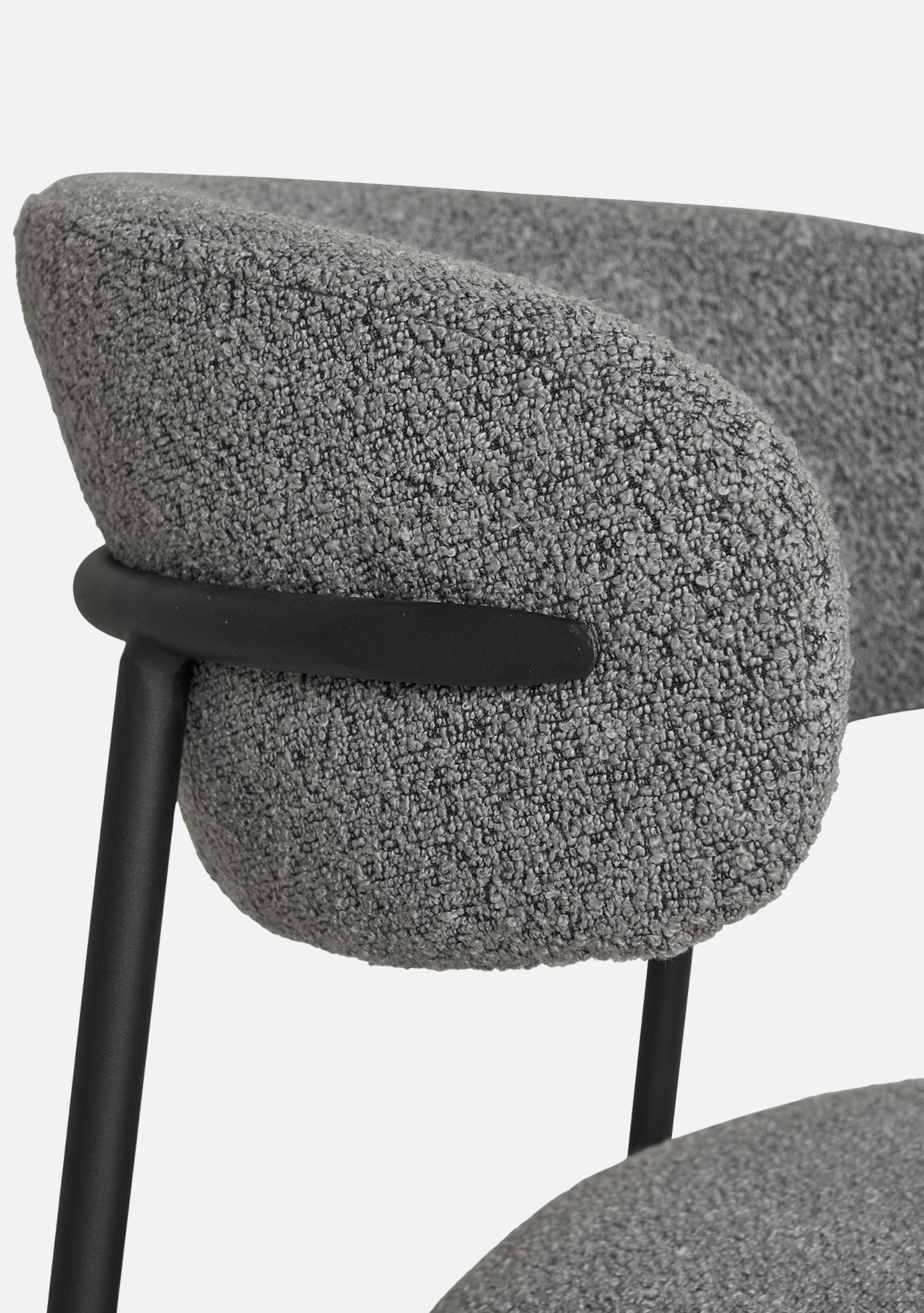 Mira Dining Chair – Set of 2 – Bouclé & Black Steel - Elara Maison