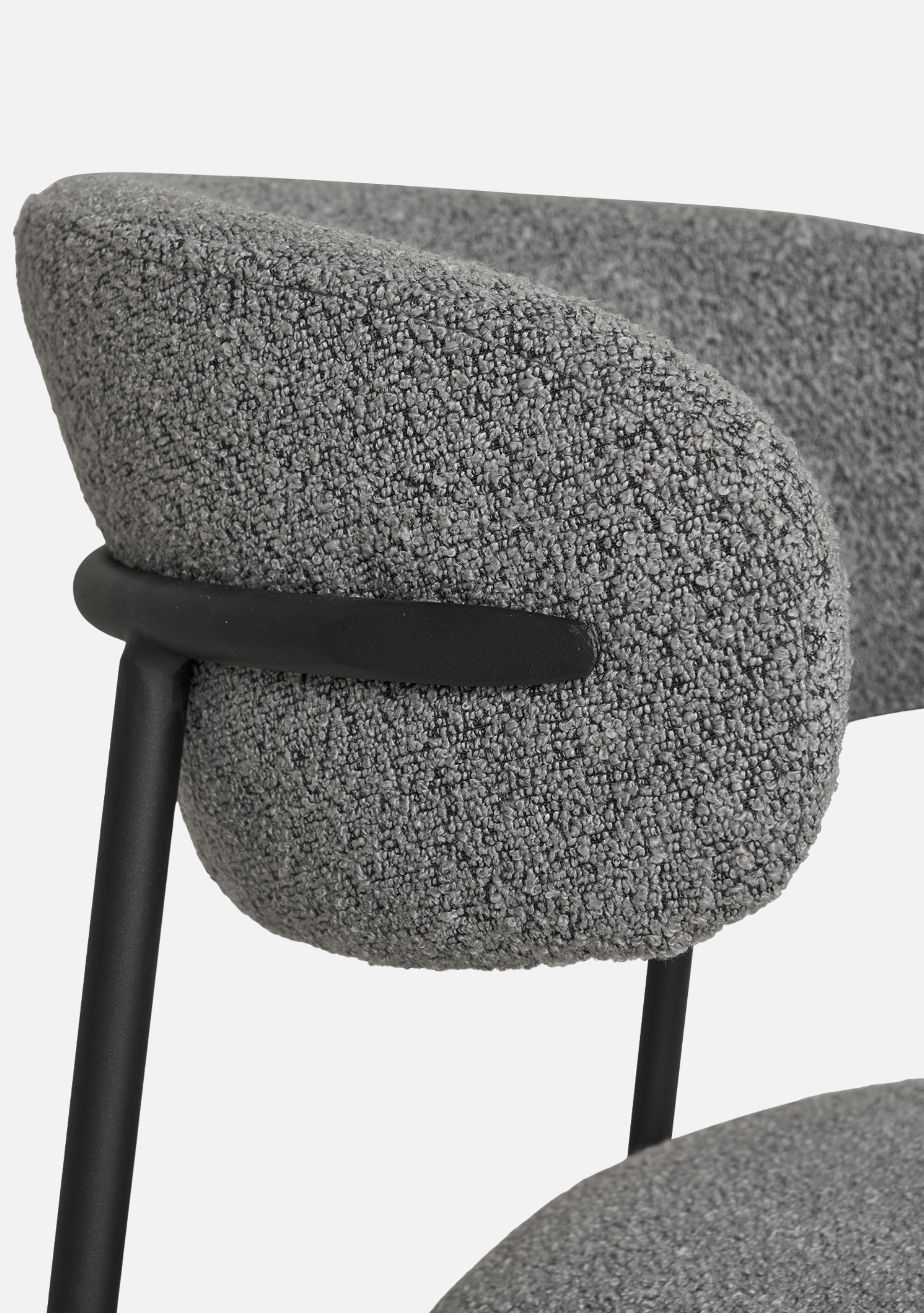 Mira Dining Chair – Set of 2 – Bouclé & Black Steel - Elara Maison