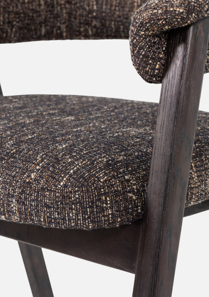 Tunar Dining Chair – FSC® Oak & Dark Brown Fabric Set of 2 - Elara Maison