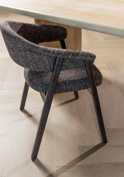 Tunar Dining Chair – FSC® Oak & Dark Brown Fabric Set of 2 - Elara Maison