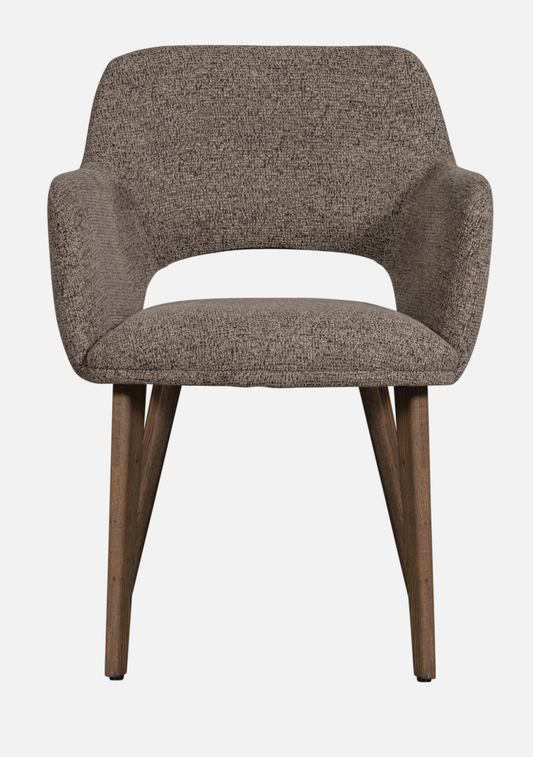 Murat Dining Chair – Taupe Upholstered with Oak Legs (FSC®) – Set of 2