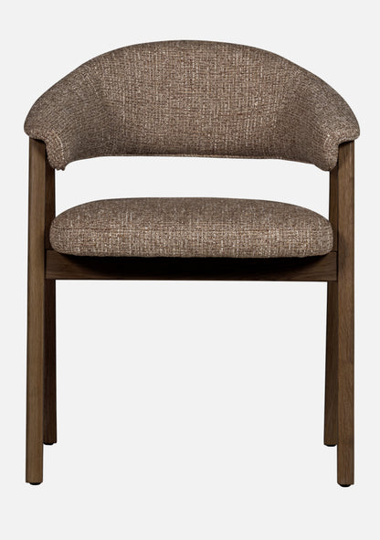 Tunar Dining Chair – FSC® Oak & Brown Fabric Set of 2 - Elara Maison