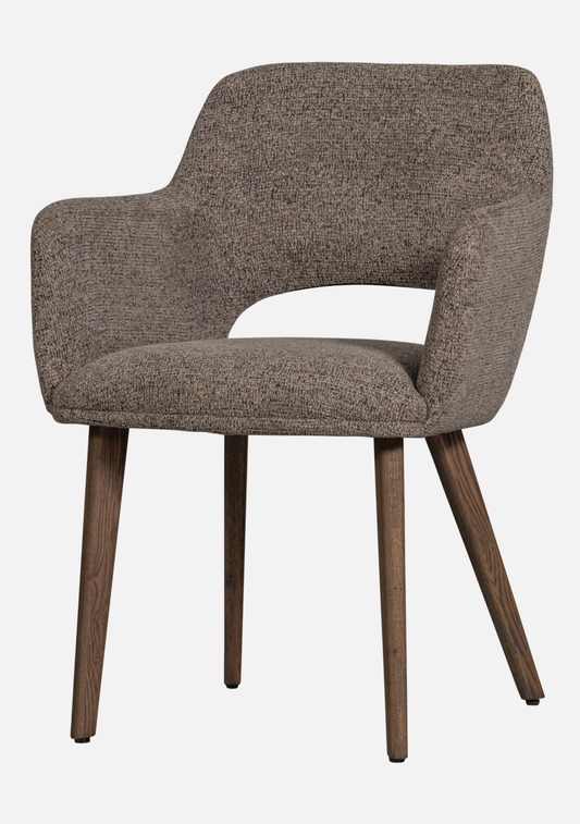 Murat Dining Chair – Taupe Upholstered with Oak Legs (FSC®) – Set of 2