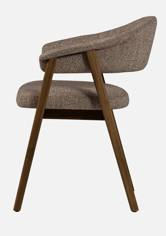 Tunar Dining Chair – FSC® Oak & Brown Fabric Set of 2
