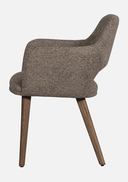 Murat Dining Chair – Taupe Upholstered with Oak Legs (FSC®) – Set of 2 - Elara Maison