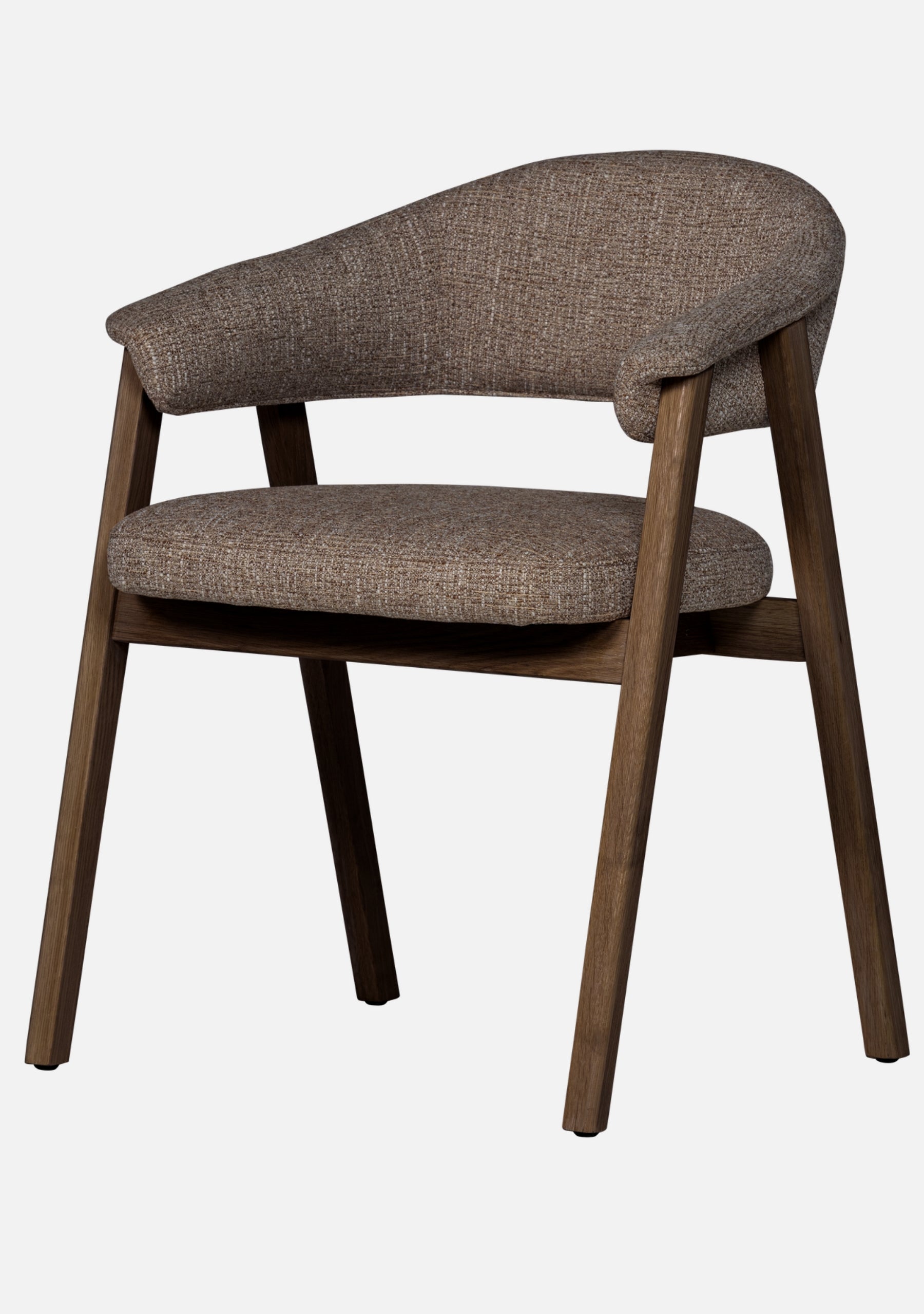 Tunar Dining Chair – FSC® Oak & Brown Fabric Set of 2 - Elara Maison