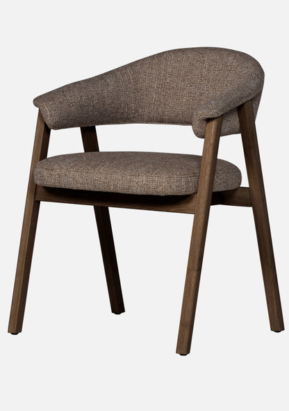 Tunar Dining Chair – FSC® Oak & Brown Fabric Set of 2 - Elara Maison