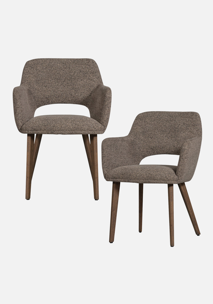 Murat Dining Chair – Taupe Upholstered with Oak Legs (FSC®) – Set of 2 - Elara Maison