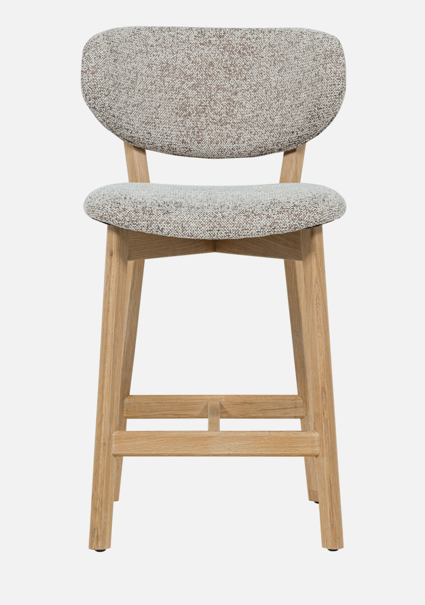 Udar Bar Stool – FSC® Oak Wood & Natural Upholstery - Elara Maison