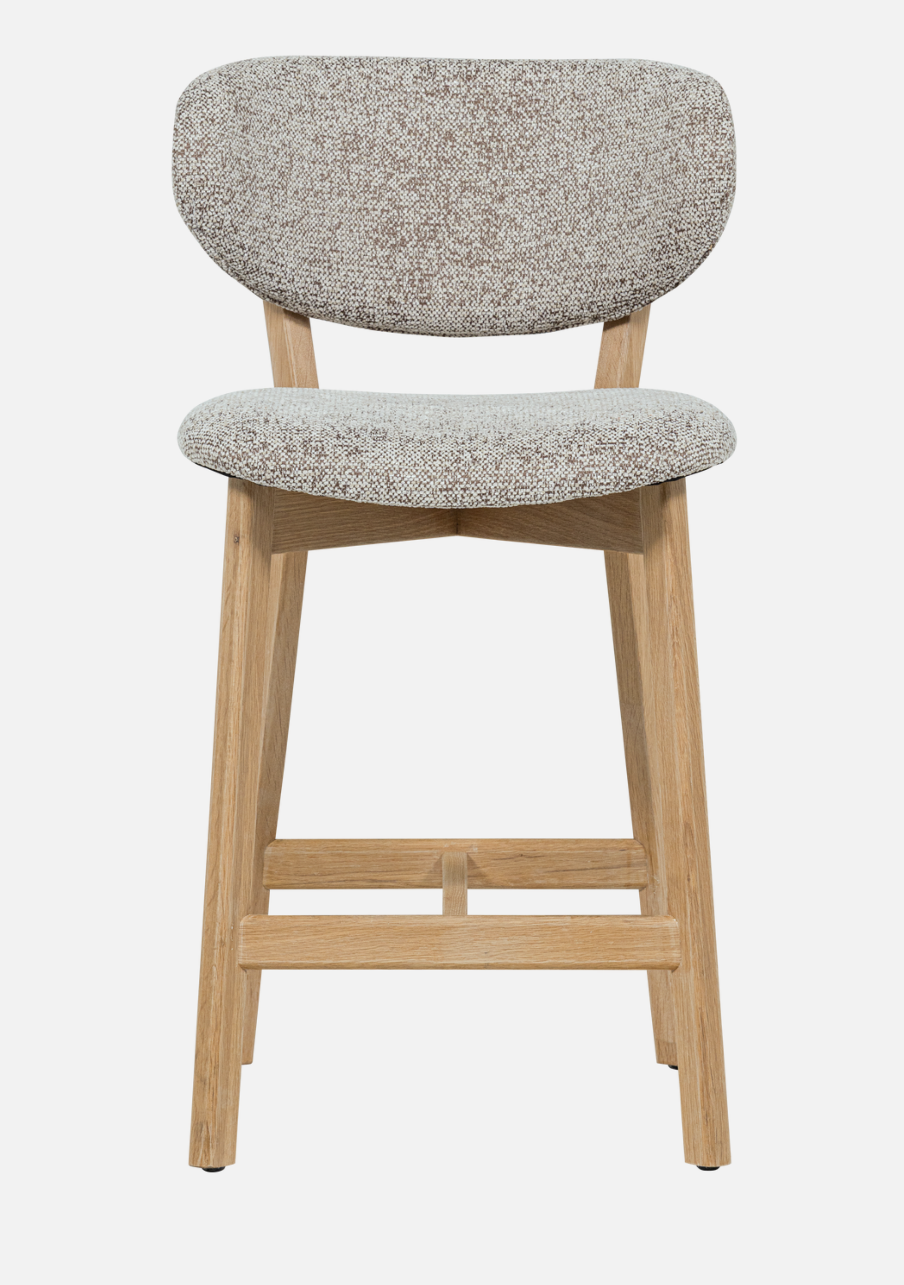 Udar Bar Stool – FSC® Oak Wood & Natural Upholstery - Elara Maison