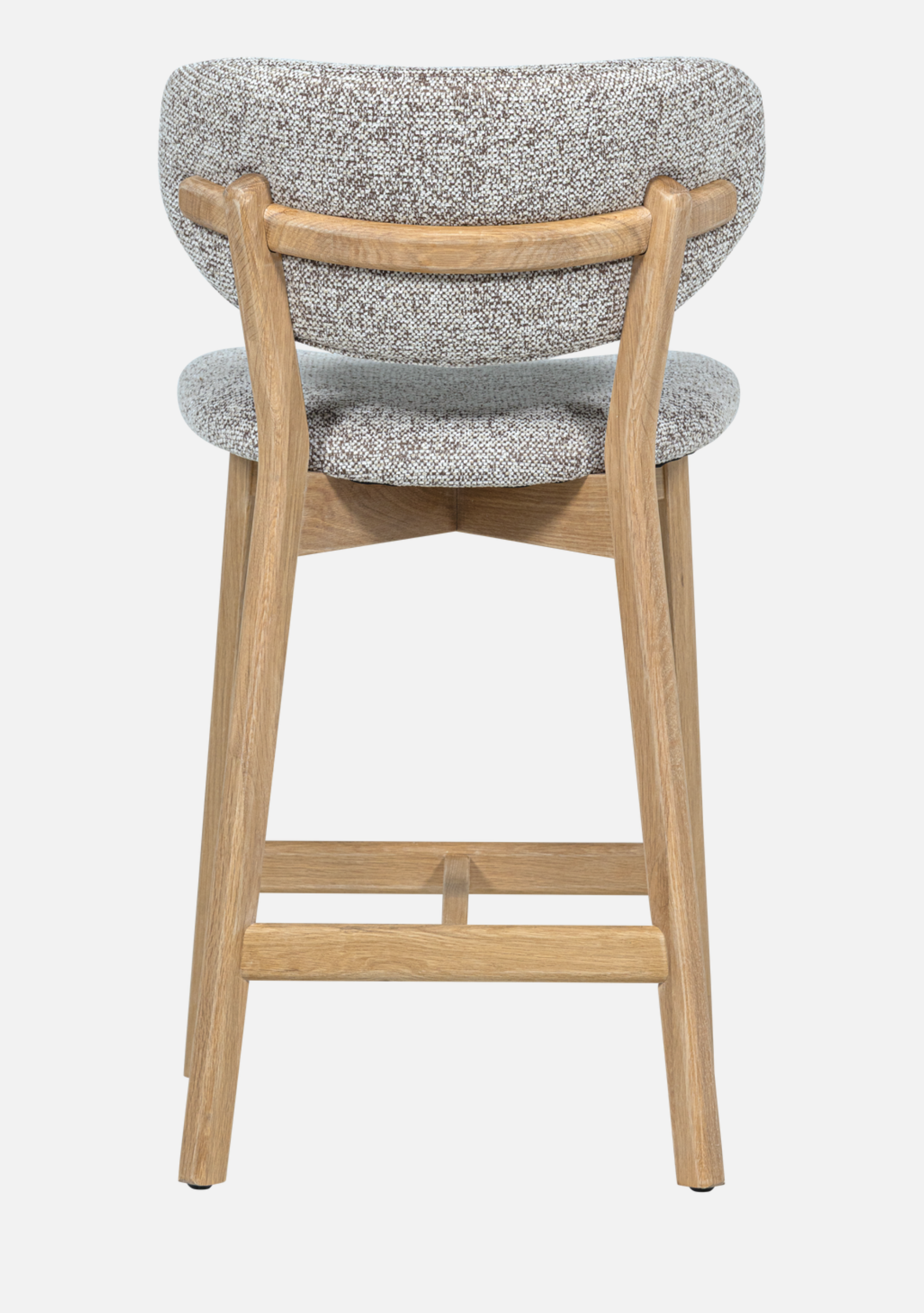 Udar Bar Stool – FSC® Oak Wood & Natural Upholstery - Elara Maison