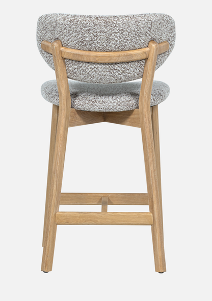 Udar Bar Stool – FSC® Oak Wood & Natural Upholstery - Elara Maison