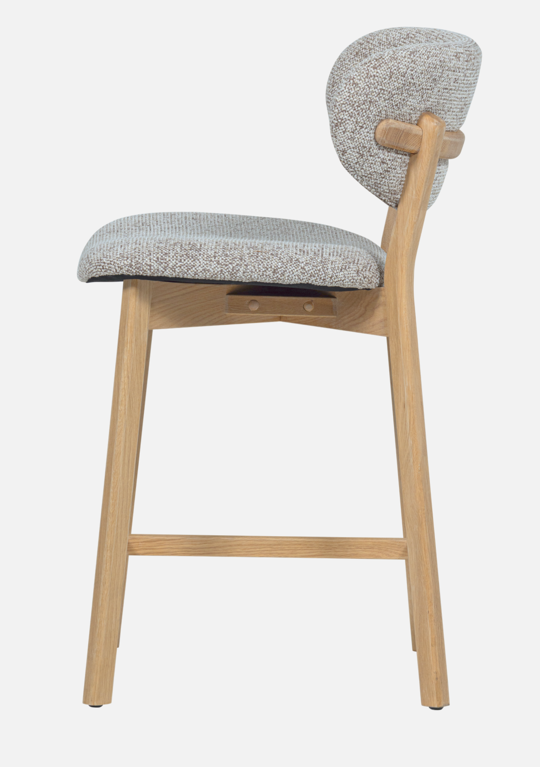 Udar Bar Stool – FSC® Oak Wood & Natural Upholstery - Elara Maison