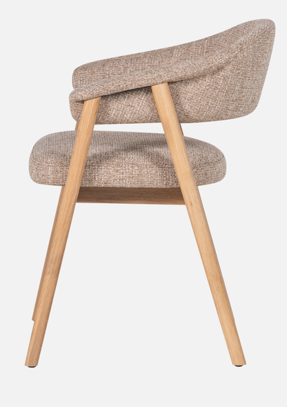 Tunar Dining Chair – FSC® Oak & Natural Fabric Set of 2 - Elara Maison