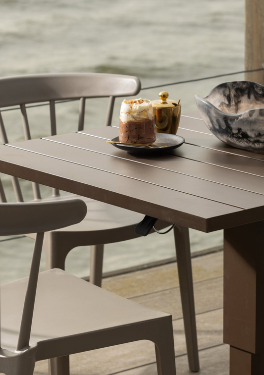 TESSO HEIGHT ADJUSTABLE GARDEN TABLE GARDEN ALUMINUM BROWN - Elara Maison