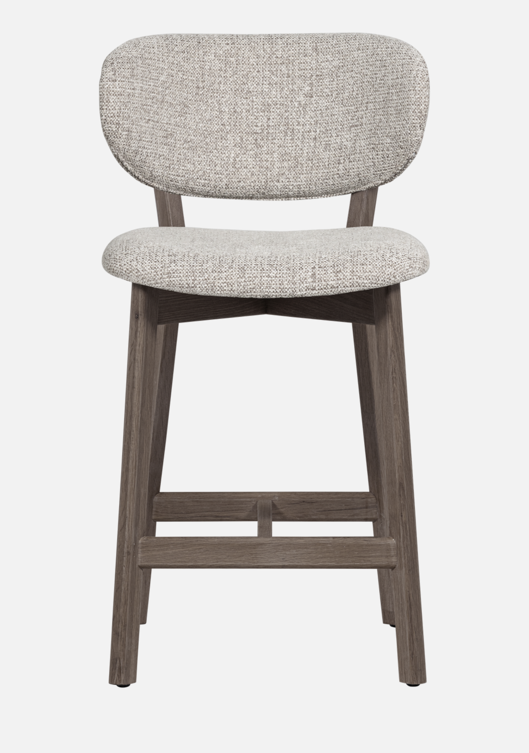 Udar Bar Stool – FSC® Oak Wood & Brown Finish Upholstery - Elara Maison