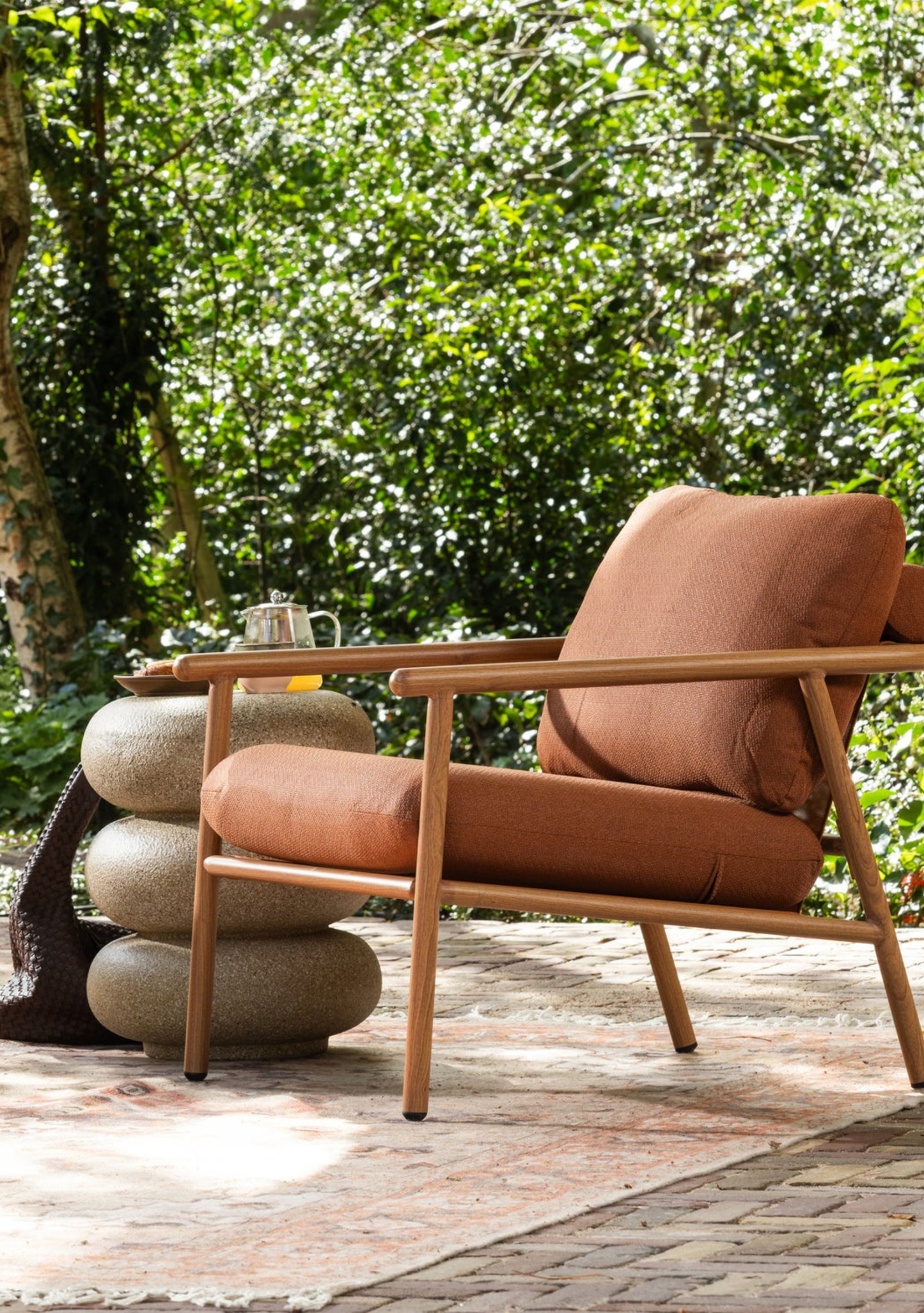 CAVERO GARDEN LOUNGE CHAIR ALUMINIUM TERRA/NATURAL - Elara Maison