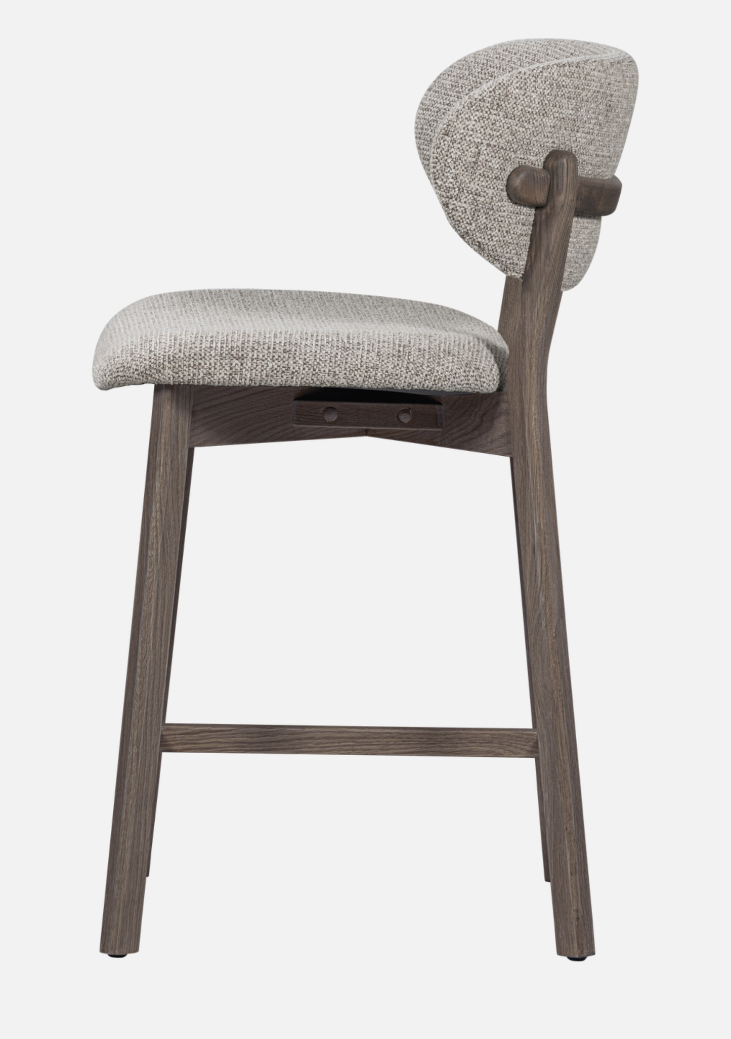 Udar Bar Stool – FSC® Oak Wood & Brown Finish Upholstery - Elara Maison