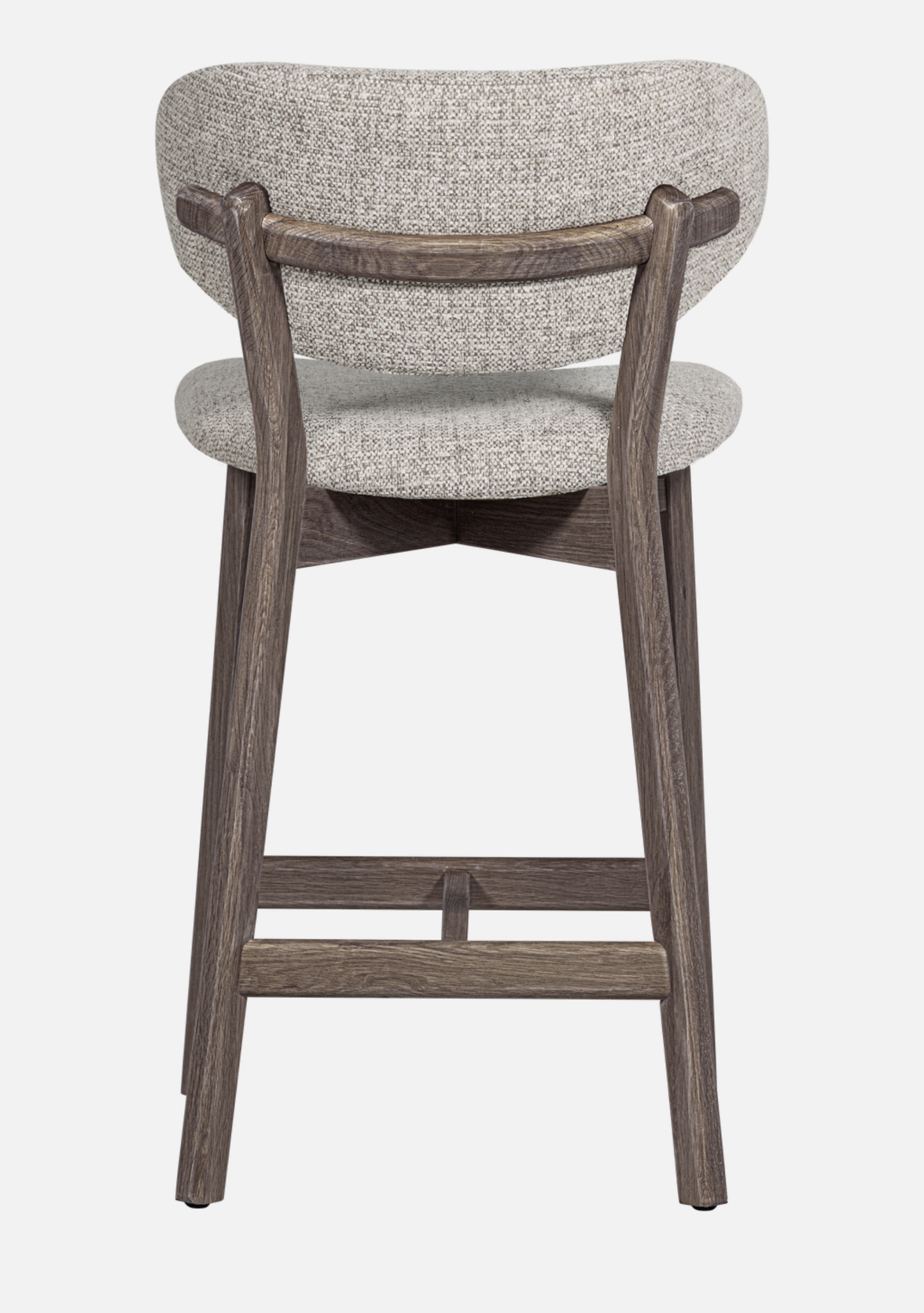 Udar Bar Stool – FSC® Oak Wood & Brown Finish Upholstery - Elara Maison