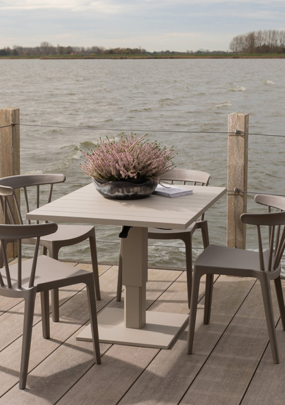 TESSO HEIGHT ADJUSTABLE GARDEN TABLE GARDEN ALUMINUM SAND - Elara Maison