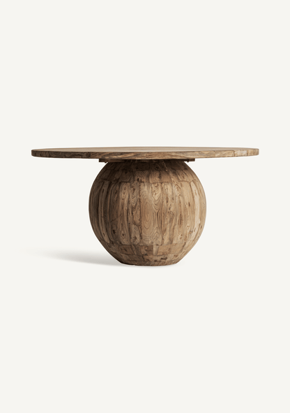 Erloy Sculptural Round Reclaimed Teak Dining Table 150 cm