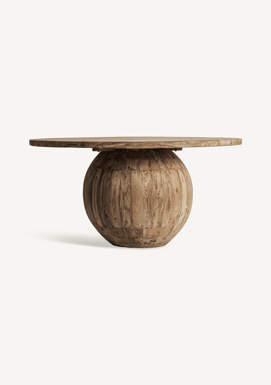 Erloy Sculptural Round Reclaimed Teak Dining Table 150 cm