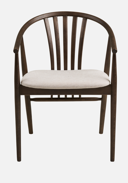 Agustin Dining Chair – FSC® Smoked Oak Wood & Soft Fabric - Elara Maison