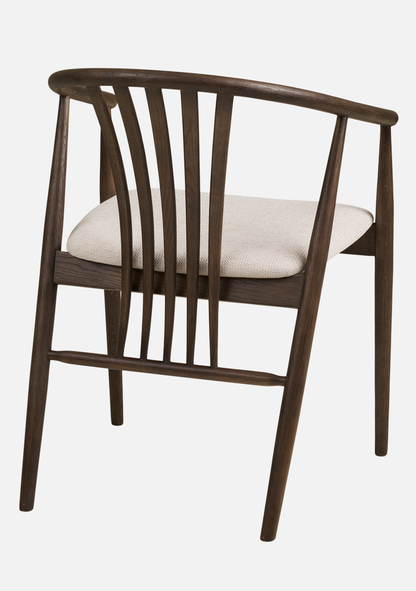 Agustin Dining Chair – FSC® Smoked Oak Wood & Soft Fabric - Elara Maison