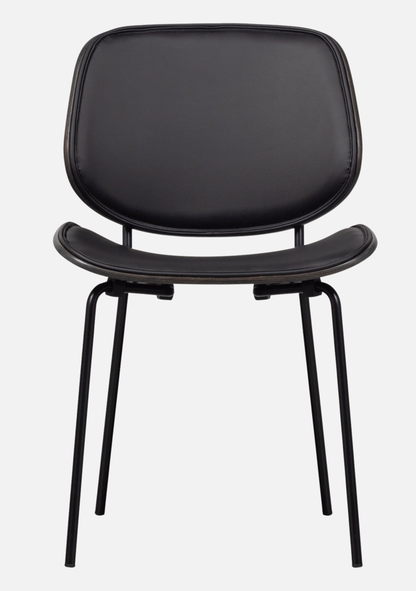Close Dining Chair – Black Leather Look & Steel Frame Set of 2