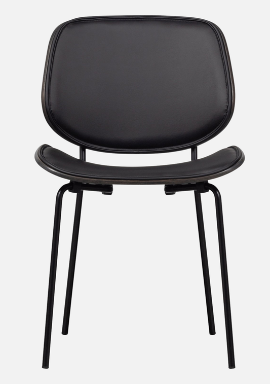 Close Dining Chair – Black Leather Look & Steel Frame Set of 2