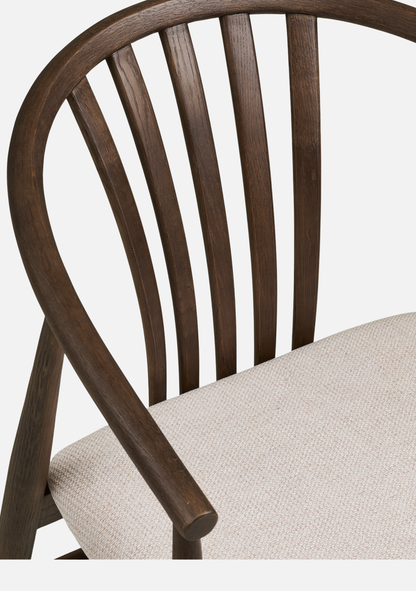 Agustin Dining Chair – FSC® Smoked Oak Wood & Soft Fabric - Elara Maison