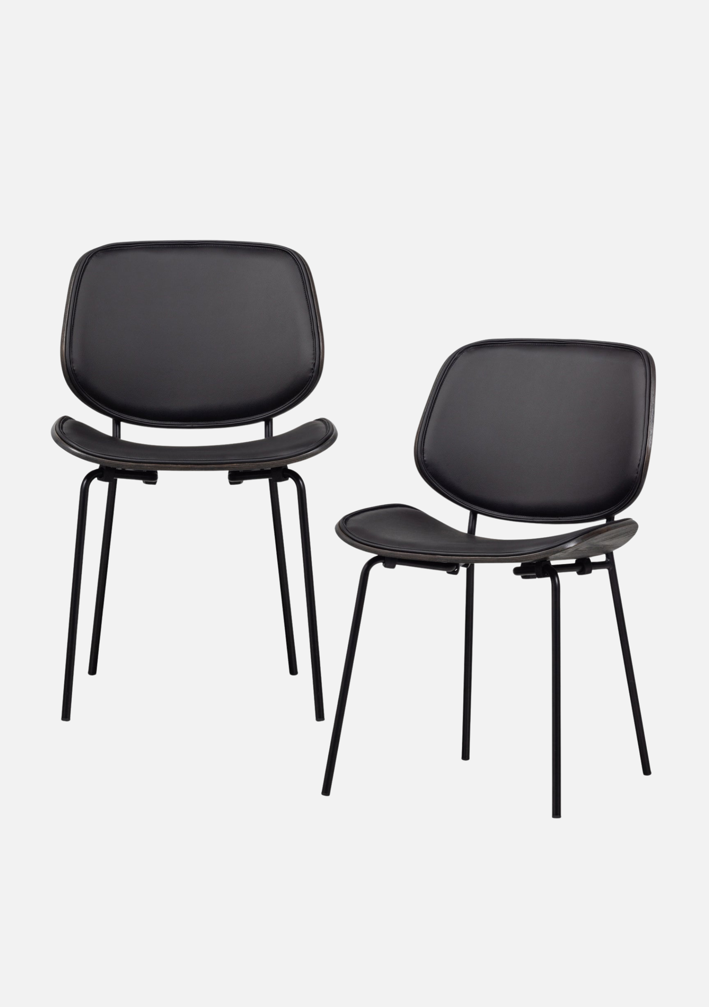 Close Dining Chair – Black Leather Look & Steel Frame Set of 2