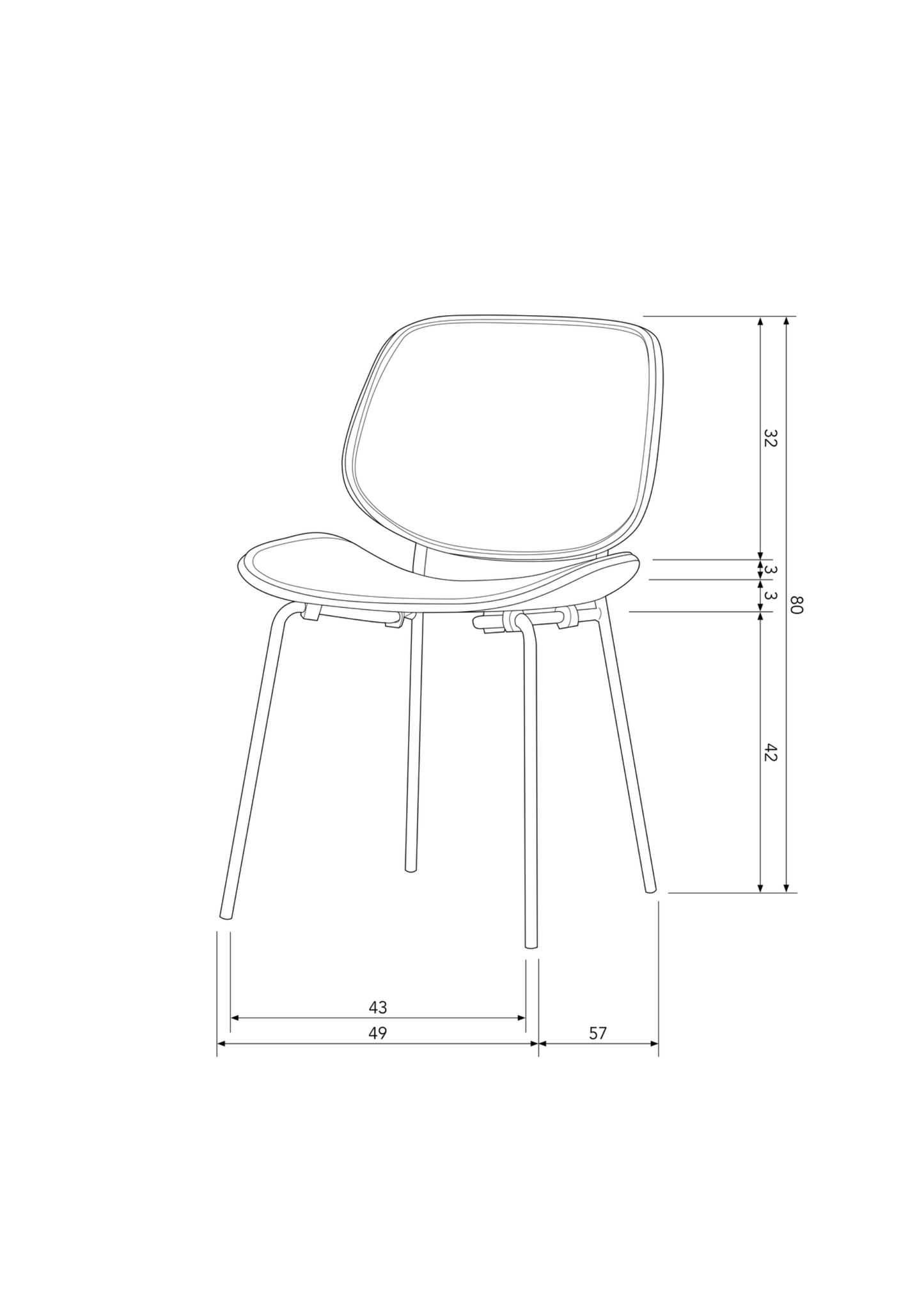 Close Dining Chair – Black Leather Look & Steel Frame Set of 2