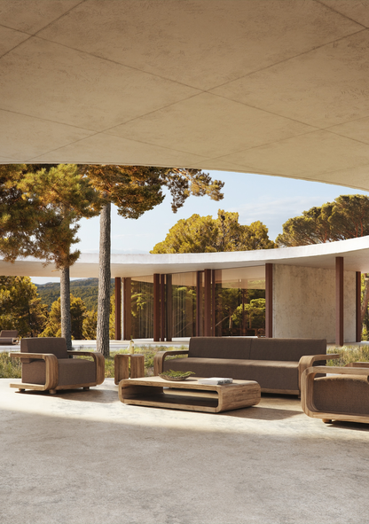 Corba Outdoor Coffee Table – Natural Brown - Elara Maison