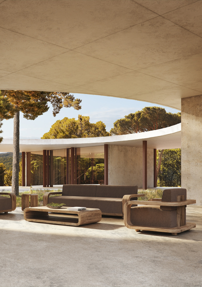 Corba Outdoor Coffee Table – Natural Brown - Elara Maison