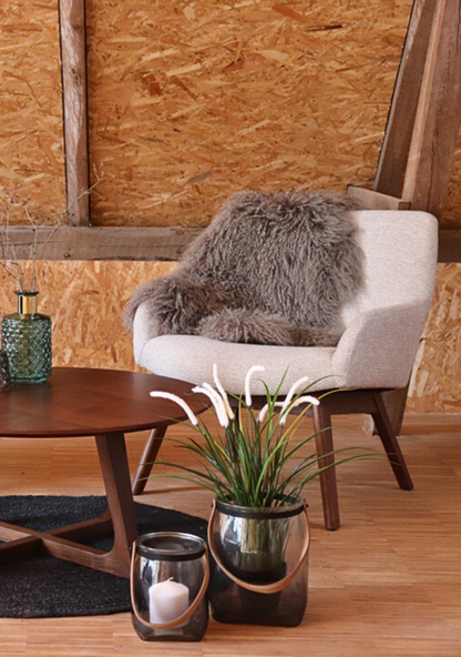 London Lounge Chair – Sand & Walnut - Elara Maison