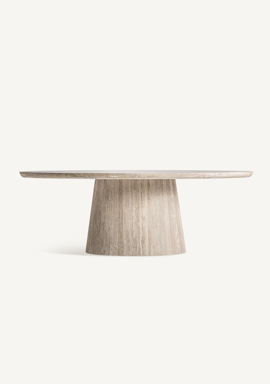Thiennes Travertine Dining Table – Light Brown - Elara Maison