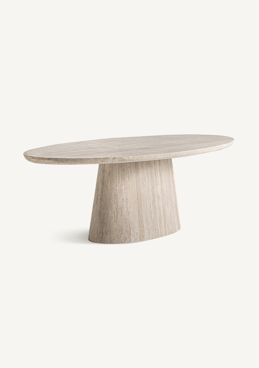 Thiennes Travertine Dining Table – Light Brown - Elara Maison