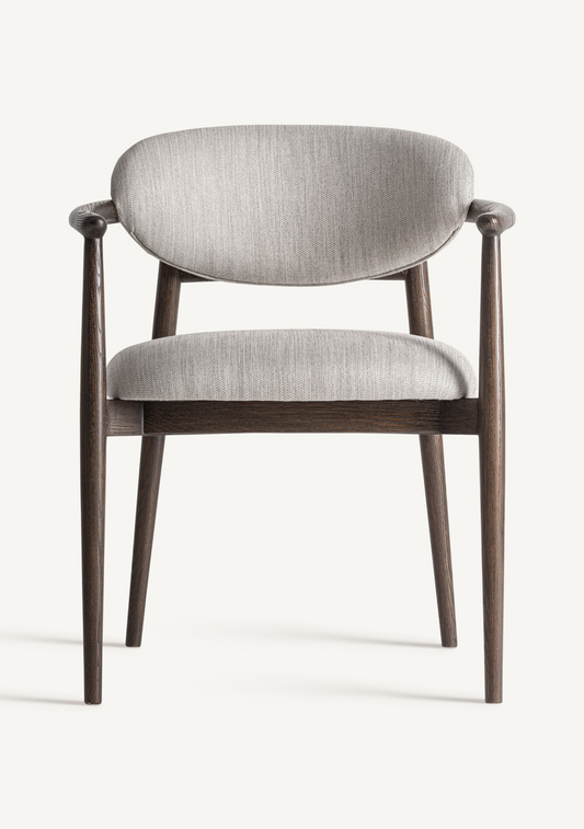 Hari Dining Chair – Dark Brown & Off-White - Elara Maison