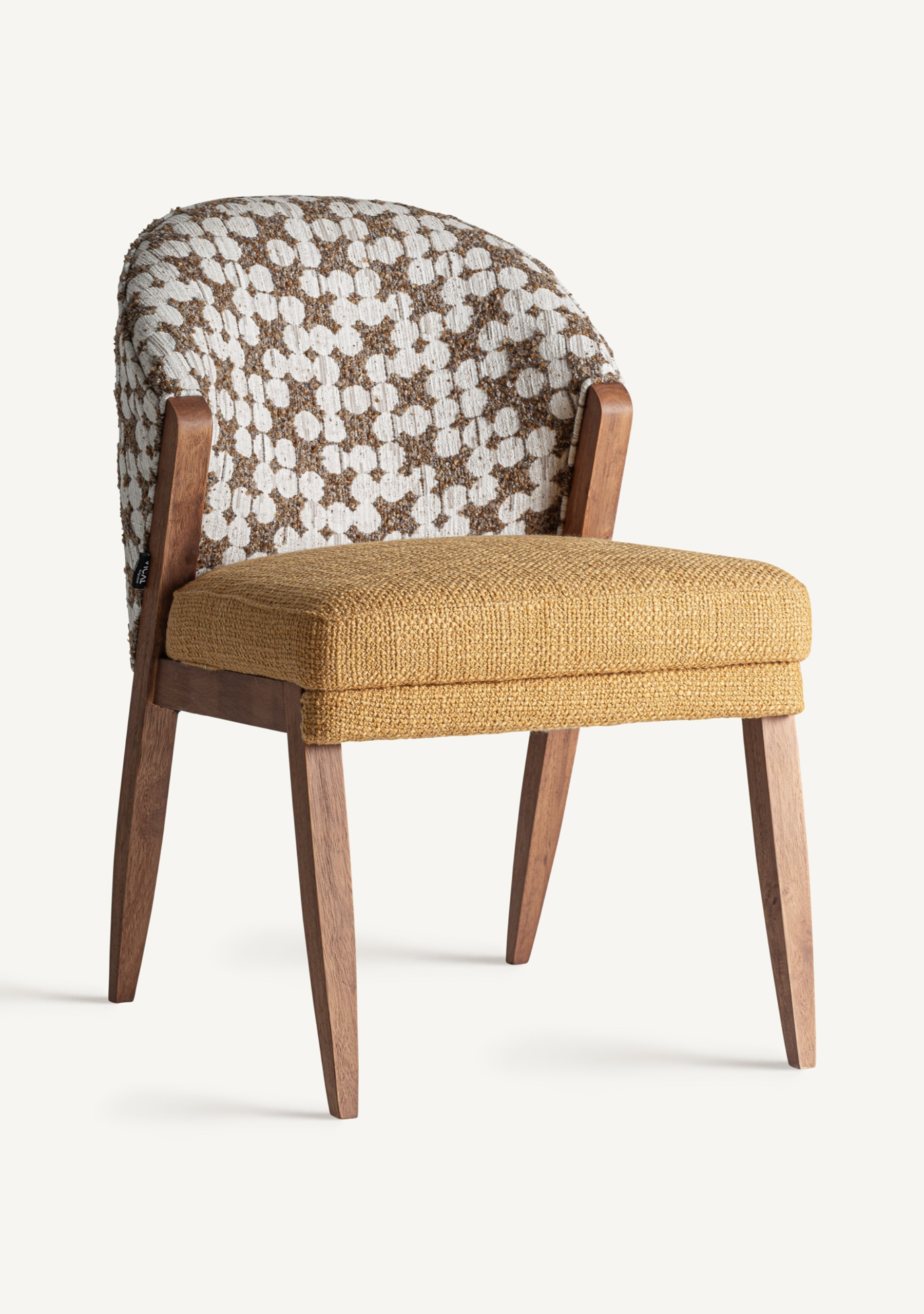 Kalesha Dining Chair – Mustard & Brown - Elara Maison